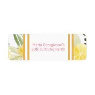 Étiquette Aquarelle Lemon Floral à thème Anniversaire