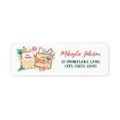 Étiquette Aquarelle Lettre à Père Noël Adresse de retour (Devant)