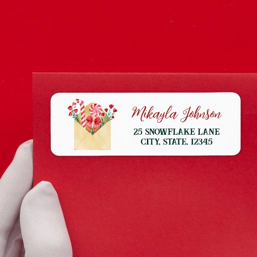 Étiquette Aquarelle Lettre à Père Noël Adresse de retour