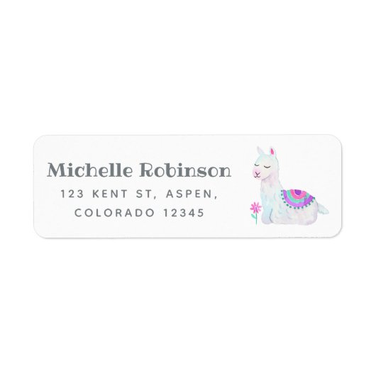 Étiquette Aquarelle Llama Enfants (Devant)