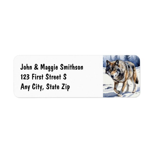 Étiquette Aquarelle Loup Loups Animaux Nature Art (Devant)