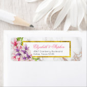 Étiquette Aquarelle Magnolias, Faux Marble Texture Mariage (En situation)