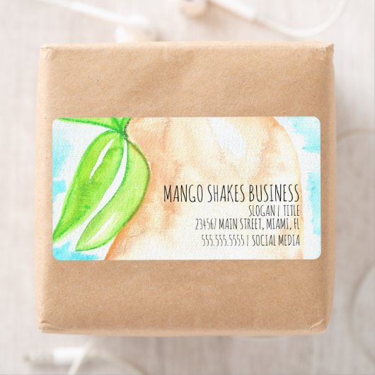 Étiquette Aquarelle Mango Main peint Smoothie Shakes (En situation)