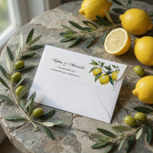 Étiquette Aquarelle Mariage Méditerranéen au Citron