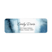 Étiquette Aquarelle marine bleu poussiéreuse moderne (Devant)