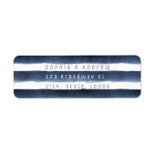 Étiquette Aquarelle marine rayures marine mariage plage naut (Devant)