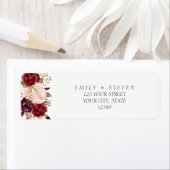 Étiquette aquarelle marsala mariage de automne à fleurs bord (En situation)