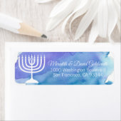 Étiquette Aquarelle Menorah Hanoukka Chanukah Retour (En situation)