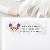 Étiquette Aquarelle mignonne Skeleton Couple Halloween (En situation)