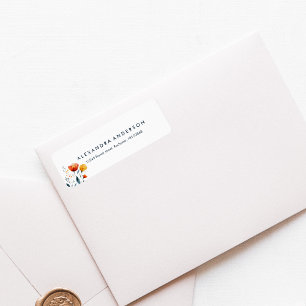 Étiquette Aquarelle minimaliste moderne Fleur sauvage orange