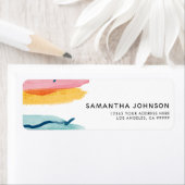 Étiquette Aquarelle moderne Abstrait rose jaune bleu (En situation)