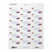 Étiquette Aquarelle Moderne Bleu Vert Rouge Personnalisé (Feuille entière)