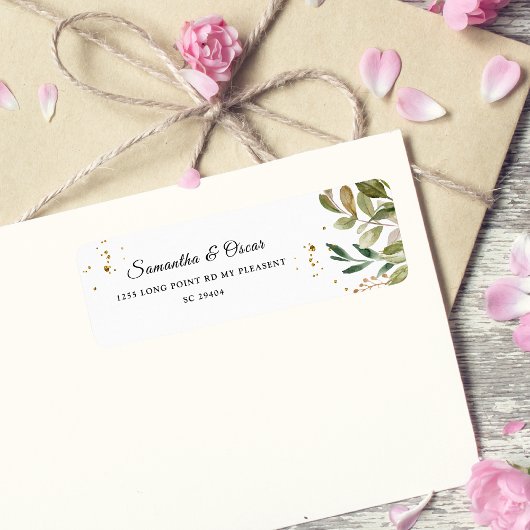 Étiquette Aquarelle moderne Cadre vert feuille