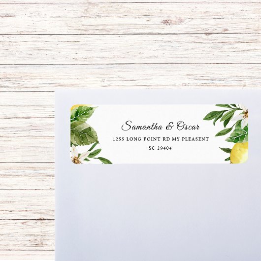 Étiquette Aquarelle moderne Citrons et feuilles jaunes