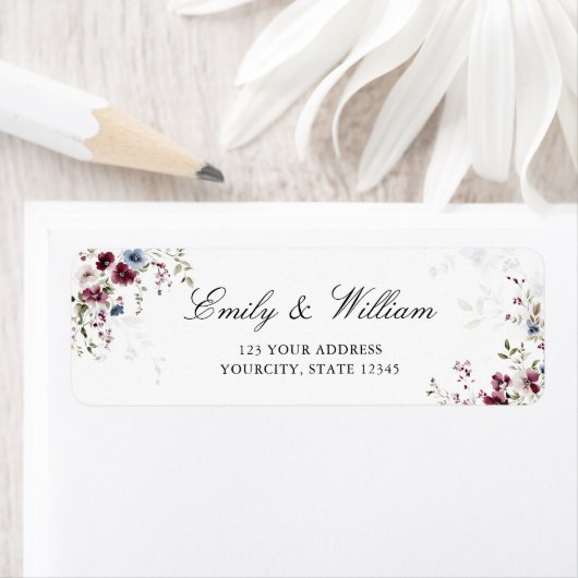 Étiquette Aquarelle moderne élégante Floral Adresse de retou (En situation)