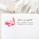 Étiquette Aquarelle moderne Flamant rose rose Adresse de ret (En situation)