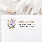 Étiquette Aquarelle moderne Floral Purple Gold Adresse (En situation)