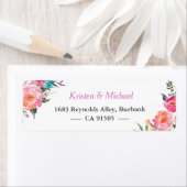 Étiquette Aquarelle Moderne Fuchsia Rose Floral Jardin (En situation)