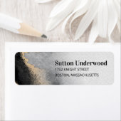 Étiquette Aquarelle moderne noire et or (En situation)