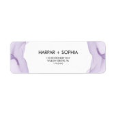 Étiquette Aquarelle moderne violet Mariage de retour adresse (Devant)