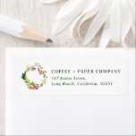 Étiquette aquarelle moderne wreath moderne vacances étiquett<br><div class="desc">Moderne aquarelle botanique joie chic élégant étiquettes de adresse de vacances photo d'entreprise. Moderne rustique belle aquarelle peinte feuillage élégant design classe. Partie d'une collection.</div>