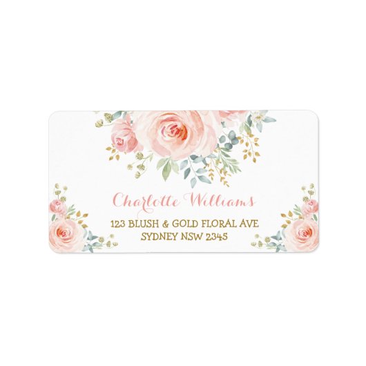 Étiquette Aquarelle molle Roses floraux Adresse de retour (Devant)