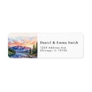 Étiquette Aquarelle Montagne Colorado Adresse de Retour de V