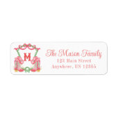 Étiquette Aquarelle Noël Bottes Monogramme Crest (Devant)