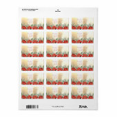 Étiquette Aquarelle Noël Poinsettia, Or (Feuille entière)