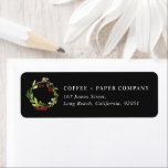 Étiquette aquarelle noire moderne wire vacances moderne<br><div class="desc">Joyau botanique moderne chic rouge,  vert,  noir et bordeaux élégants étiquettes de adresse de vacances photo d'entreprise. Moderne rustique belle aquarelle peinte feuillage élégant rouge,  vert,  bordeaux et noir design élégant. Partie d'une collection.</div>