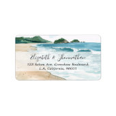 Étiquette Aquarelle Nom de Script de Plage Tropicale au Bord (Devant)