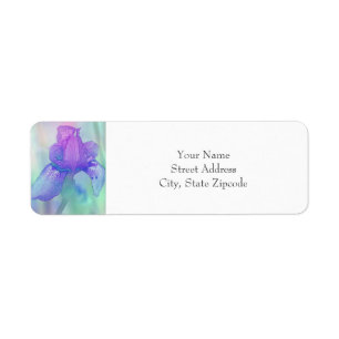 Étiquette Aquarelle numérique bleu violet iris