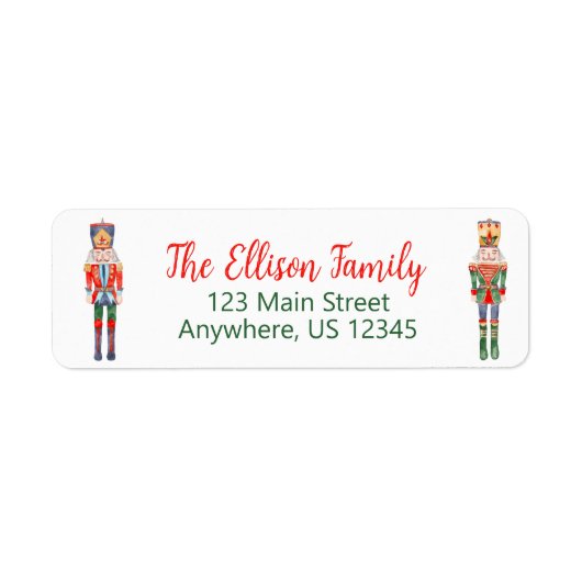 Étiquette Aquarelle Nutcracker Ballet Noël (Devant)