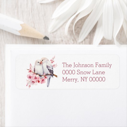 Étiquette Aquarelle Oiseaux d'hiver (En situation)