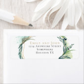 Étiquette Aquarelle Olive Leaf Mariage Adresse de retour (En situation)