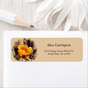 Étiquette Aquarelle orange Pricket Pear Cactus