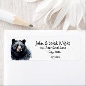 Étiquette Aquarelle Ours noir Famille Animal animal (En situation)