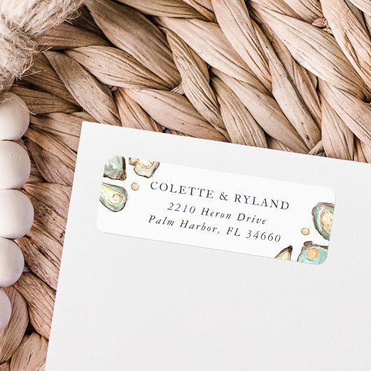 Étiquette Aquarelle Oyster & Pearl Adresse de retour