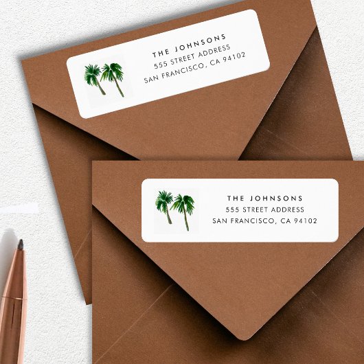 Étiquette Aquarelle Palmiers tropicaux