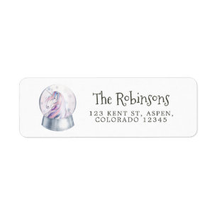 Étiquette Aquarelle Parties scintillant Unicorn hiver vacanc