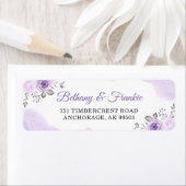 Étiquette Aquarelle Pastel Purple Floral Mariage Adresse (En situation)