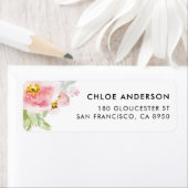 Étiquette Aquarelle Pastel rose et violet fleurs (En situation)