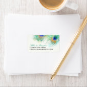 Étiquette Aquarelle Peacock Adresse de plume (En situation)