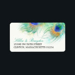 Étiquette Aquarelle Peacock Adresse de plume<br><div class="desc">DE WATERCOLOR MARIAGE COLLECTION : Étiquette de adresse - Un mariage à thème populaire est la plume de paon. Belle aquarelle lumineuse de deux plumes de paon. Si vous voulez quelque chose de changé à ce design s'il vous plaît n'hésitez pas à m'envoyer un courriel à paula@labellarue.com Si vous avez...</div>