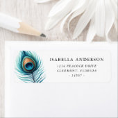 Étiquette Aquarelle Peacock Feacock Adresse de retour Label (En situation)