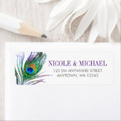 Étiquette Aquarelle Peacock Feature Adresse de retour (En situation)