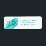 Étiquette Aquarelle Peacock Plume<br><div class="desc">Ces étiquettes de adresse ont une plume de paon aquarelle. Utilisez-les sur vos enveloppes de faire-part de mariage. Vous pouvez personnaliser ces étiquettes en ajoutant votre propre adresse. Ces étiquettes font partie de la Collection de Mariages Plume Peacock, qui comprend des articles de papeterie et des cadeaux mariages assortis. Visitez...</div>