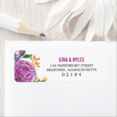 Étiquette Aquarelle peinte en fleurs violettes | Adresse de  (En situation)