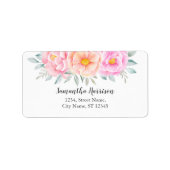 Étiquette Aquarelle Peonis Rose Peach Floral Boho (Devant)