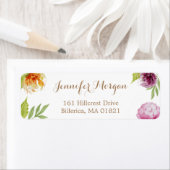 Étiquette Aquarelle Peony Flowers Simple Art Déco (En situation)